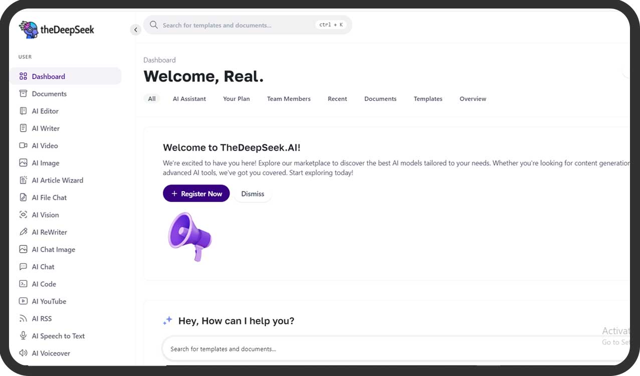 MagicAI Dashboard Mockup